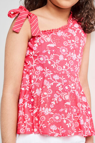 Pink Floral Flared Top, Pink, image 3